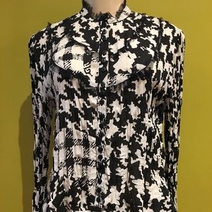 ALLISON TAYLOR Size M Sheer Pleated Ruffle Blouse